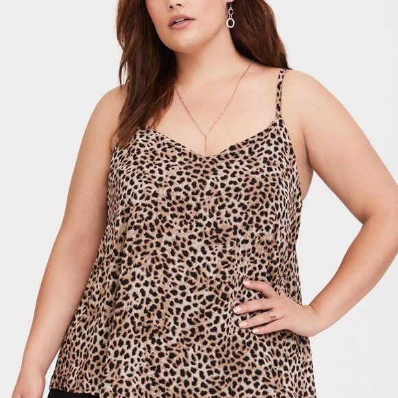 Torrid Chiffon Spaghetti Strap Leopard Flowy Top - Picture 4 of 9